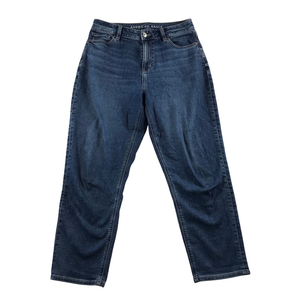 American Eagle Mom Jeans Womens 4 Short Medium Wash High Rise Tapered Stretch